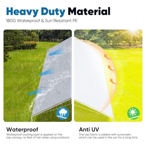 10x20 ft Heavy Duty Car Canopy Galvanized Frame Carport Outdoor Party Tent Boat Shelter with 3 Reinforced Steel Cables (Gainsboro / 10'x20')