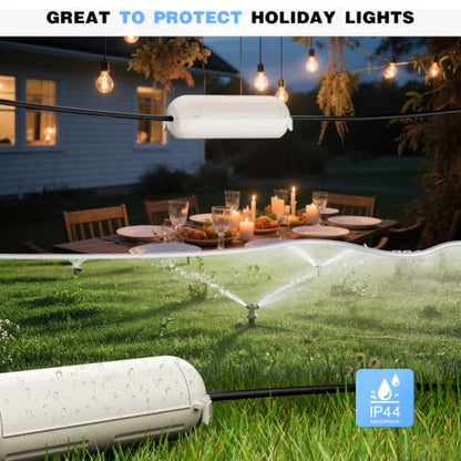 3 Pack] Flemoon Outdoor Extension Cord Safety Cover with Waterproof Seal (White / Small Box: 5.3" L x 2" W x 2" H)