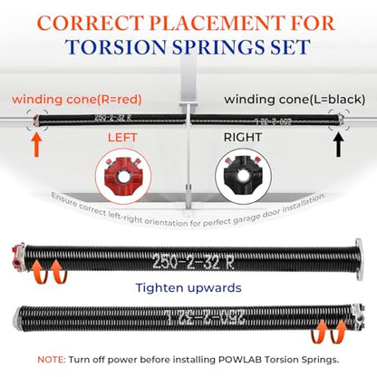 Garage Door Torsion Springs Pair (0.250'' X 2‘’ X 32‘’)