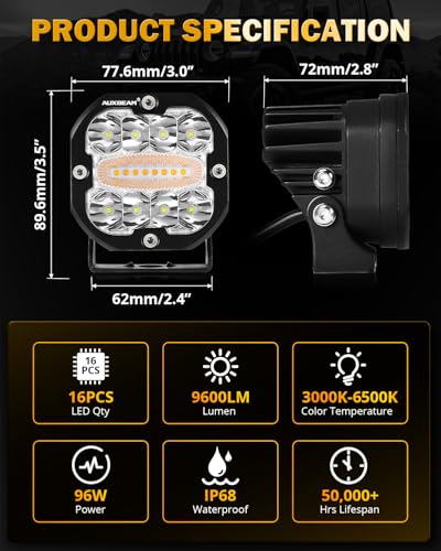 XP Ultra Series 6 Modes 3 Inch Amber White LED Ditch Light Pods (XP-Ultra 3 Inch Amber/White Combo 6 Modes)