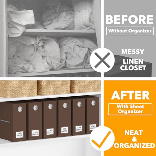 6 Pack Bed Sheet Organizers and Storage (6 Pack / Brown)