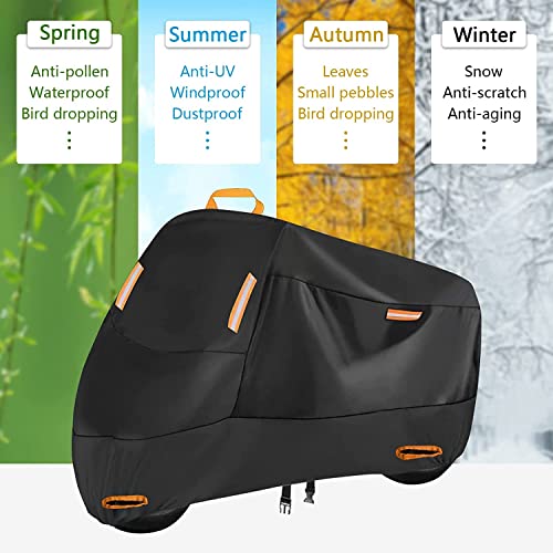 Scooter Cover Heavy Duty fits up to 74 inch Motorbike (Black / L (74" x 37" x 43"))