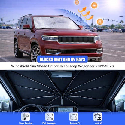 Car Windshield Sun Shade Umbrella for Jeep Wagoneer 2022 (For Jeep Wagoneer 2022-2026)