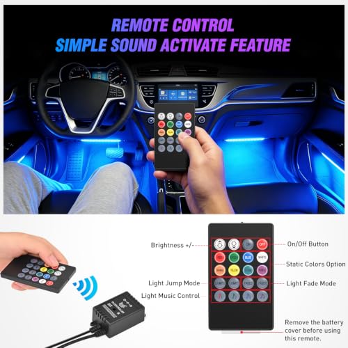 4PCS 48LED Car USB Interior Neon Accent Lights RGB Remote Control (USB Interior Lights - Remote)