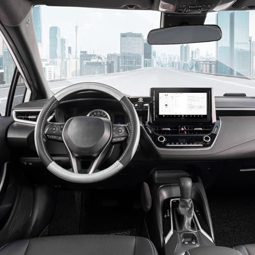 Car Steering Wheel Cover 14.5" (Standard size[14 1/2''-15''] / Black and Sliver)