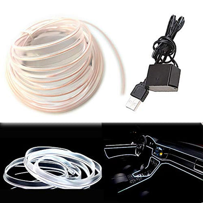 El Wire White Interior Car LED Strip Lights (White / 10 M)