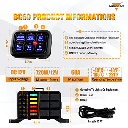 6 Gang Switch Panel BC60 (6 Gang / Blue (No APP))