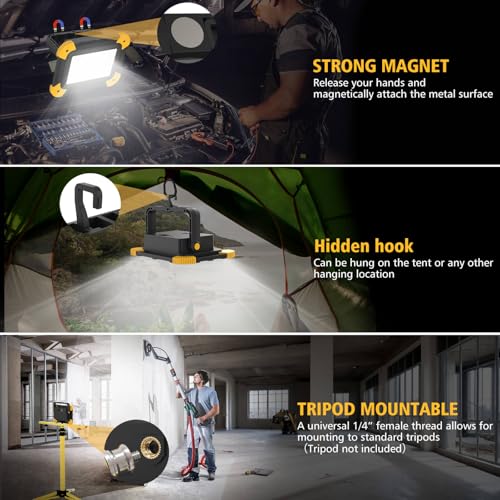 Rechargeable Magnetic LED Work Light (Black + Yellow)