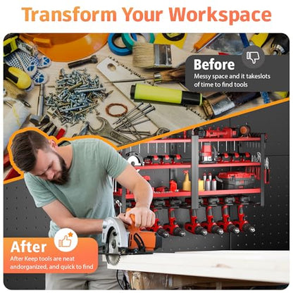 4 Layer Power Tool Organizer Wall Mount (Red)