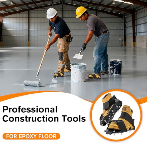 Epoxy Floor Spiked Shoes Fully Assembled Gunite Spiked Shoes with 3 (Wide Black / Medium 1 Pair)