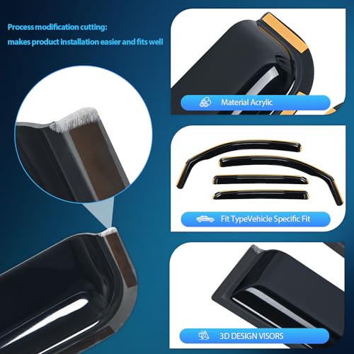 in Channel Rain Guards for Toyota Tacoma 2016 (Toyota Tacoma 2016-2023 Double Cab)