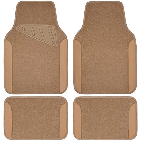 Beige Leather & Waterproof Car Carpet Floor Mats (All Beige)