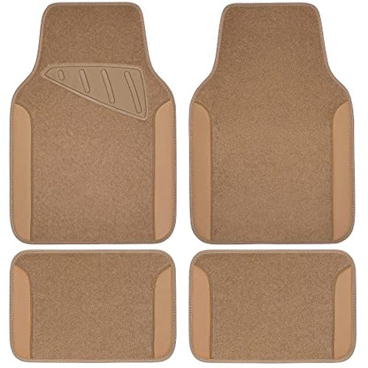 Beige Leather & Waterproof Car Carpet Floor Mats (All Beige)