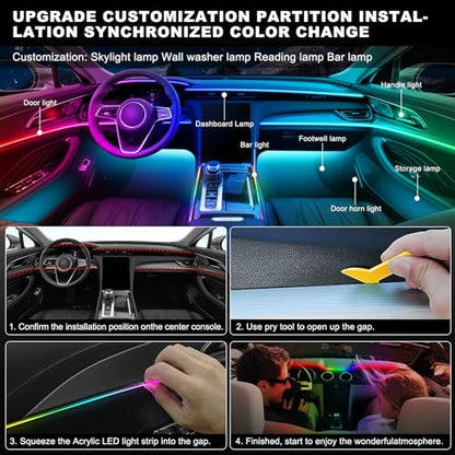Dreamcolor Acrylic Interior Car LED Strip Light with Wireless APP (Dreamcolor 6 Lights)