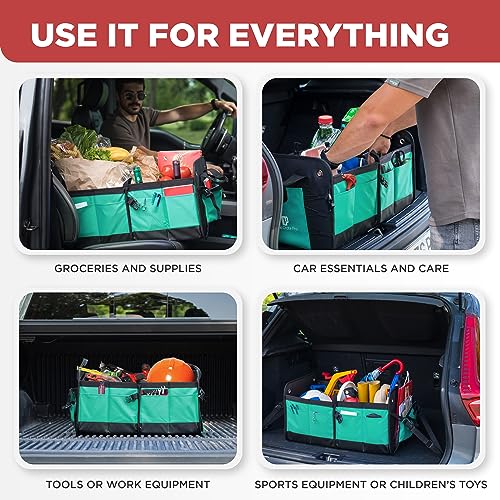 Teal Car Trunk Organizer for SUV & Auto Cargo Storage (Large / Cyan Green)