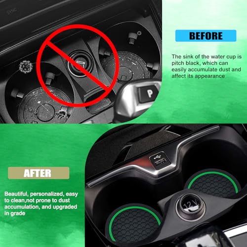 4PCS Car Cup Holder Coasters (Black/Green)