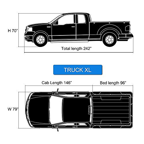 Waterproof Pickup Truck Cover All Weather (Truck XL up to 240", Max Cab Length 150" / silver)