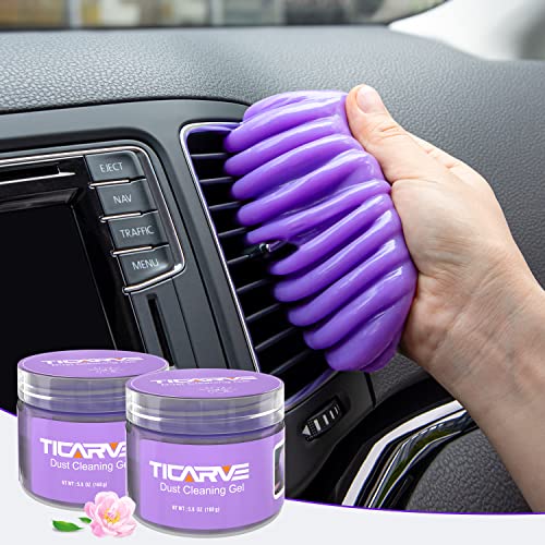 2Pack Cleaning Gel for Car Putty Car Vent Cleaner Cleaning Putty Gel Auto Tools Car Interior Cleaner Dust Mud for Cars and Keyboard Cleaner Slime Purple (Purple 2 Pack)