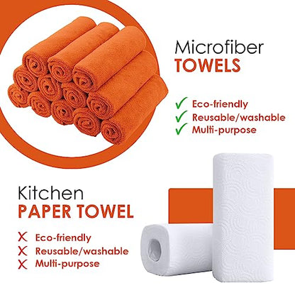 Microfiber Cleaning Cloths (Pack of 36 - 16x16 Inches / Orange)