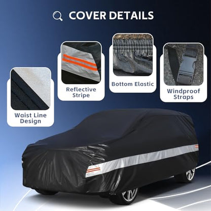 10 Layers SUV Car Cover Custom Fit for GMC Yukon XL (Black Gray / Custom Fit for GMC Yukon XL)