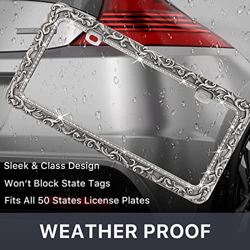 Metal Car License Plate Frames (Retro Silver / 1 Pack Silver)