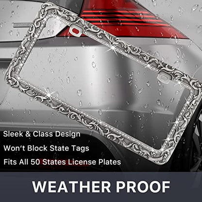 Metal Car License Plate Frames (Retro Silver / 1 Pack Silver)