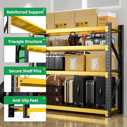 3000LBS Heavy Duty Storage Shelves (59''W x 23.6''D x 78''H / Black & Yellow Combo)