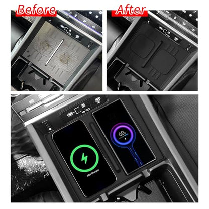 Cup Holder & Wireless Charging Pad for 2024 (Wireless Charger Mat & Cup Holder)