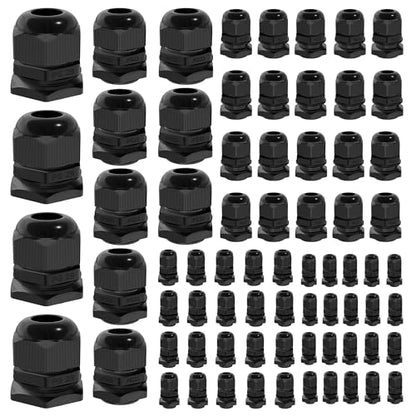 72pcs Cable Glands Kit Waterproof Strain Relief Cord Connector Grip Weatherproof Cable Pass Through PG7 1