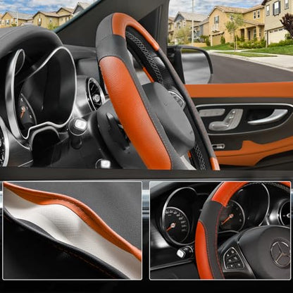 Steering Wheel Cover 14.5 (Standard size[14 1/2''-15''] / Black and Orange)