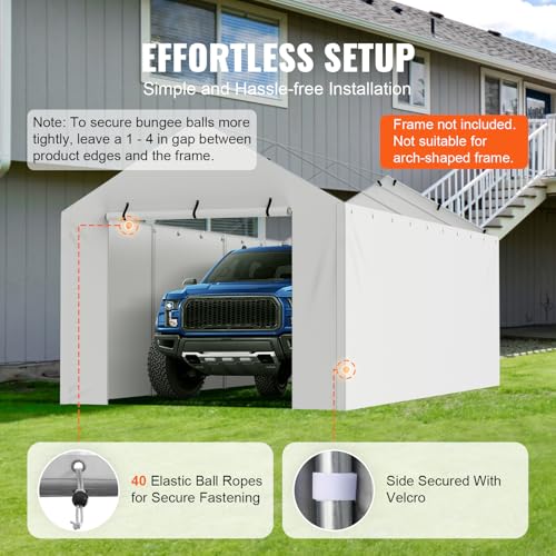 Carport Replacement Canopy Cover Side Wall 10 x 20 ft (White / 10x20ft)