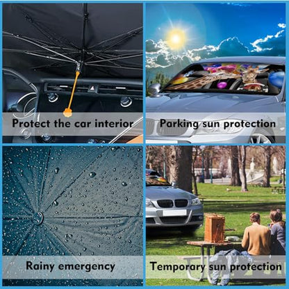Giraffe Car Windshield Sun Shade Umbrella Car Window Shades Blocks UV Rays Accessories Windshield Umbrella Keeps Vehicle Cool Sun Shade (One Size / Giraffe)