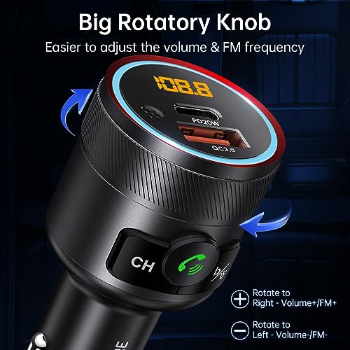 Bluetooth 5.4 Car Adapter 38W FM Transmitter Hands Free Calls (Black)