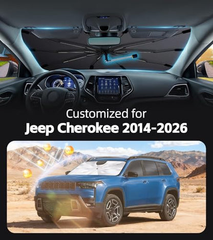 Windshield Sun Shade for Jeep Cherokee 2014 (Fit for Jeep Cherokee 2014-2026)
