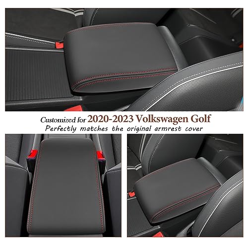 for 2020 2024 Volkswagen Golf Center Console Cover 2023 2024 Golf Accessories Armrest Cover 2023 2024 Golf R Seat Box Cover 2020 (2020-2024 Golf Red Line)