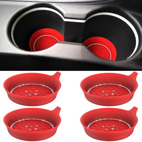 4 PCS Car Cup Coasters (Red*4PCS / With Diamonds)