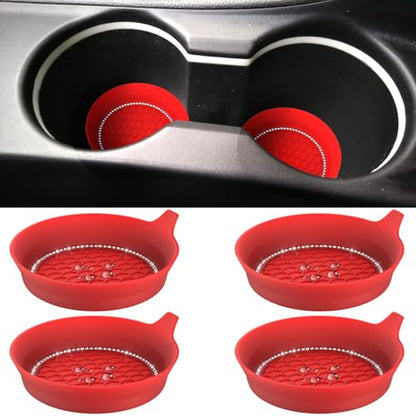 4 PCS Car Cup Coasters (Red*4PCS / With Diamonds)
