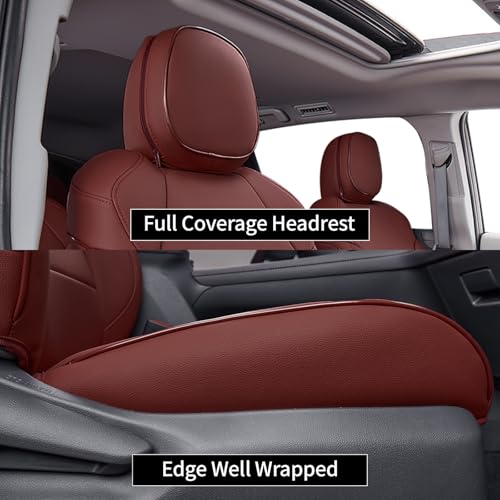 Sienna Seat Covers for 2021 2022 2023 2024 2025 2026 Toyota Sienna LE (Leather (Burgundy) / 2021-2026 8 Seats, 2nd Row 4/2/4 Split)