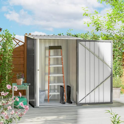3.3' x 3.4' Outdoor Storage Shed Sloping Roof Lockable Door Gray (Gray / 3.3' x 3.4')