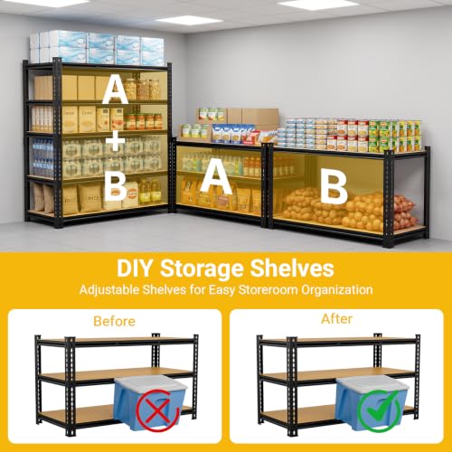 48" W Garage Shelving Heavy Duty (5T 48" W x 18.9" D x 72" H)