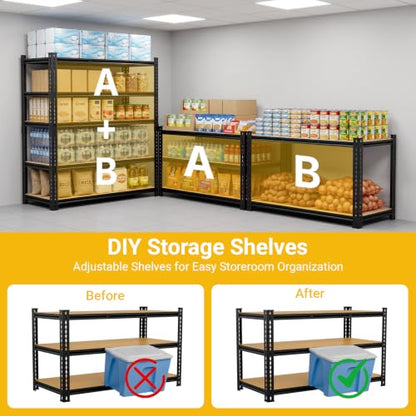 48" W Garage Shelving Heavy Duty (5T 48" W x 18.9" D x 72" H)