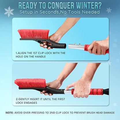 27" Snow Brush & Ice Scraper for Car Windshield with Foam Grip (Red)