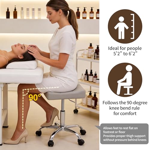 Swivel Saddle Stool with Wheels (Grey)