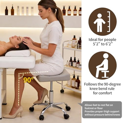 Swivel Saddle Stool with Wheels (Grey)