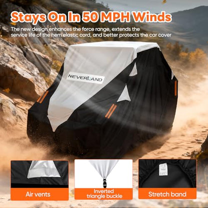 UTV Cover Waterproof 300D Heavy Duty 2 (M: 126"Lx 65"Wx 73"H (Single row seat))