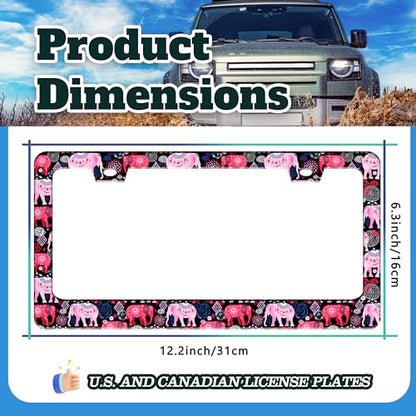 Tribal Elephant Animal License Plate Frame Stainless Steel 6.3 X 12.2 Inch (Tribal Elephant)