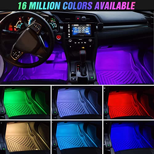 4PCS USB Car Interior Neon Accent Lights RGB App and Button Control (USB Interior Lights - APP+Button)