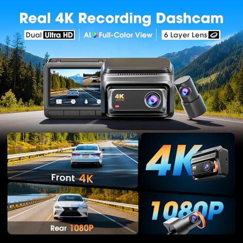Z60 4K+1080P Dual Dash Cam (Z60-64GB SD Card)