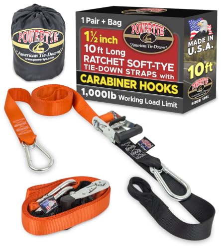 1.5 inch x 10ft Ratchet Straps w (10 ft + Storage Bag / Orange)