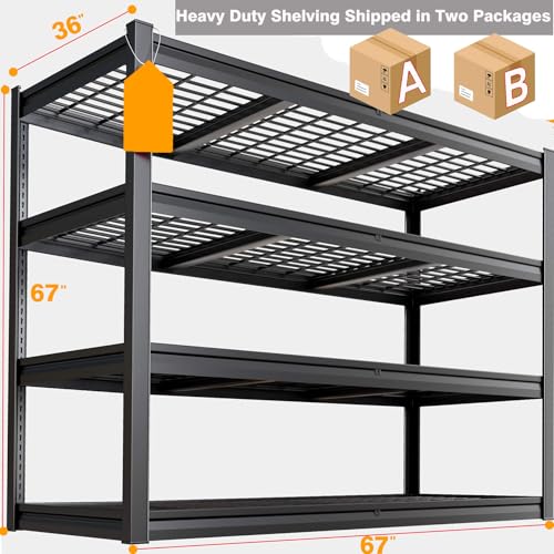 67" W Garage Shelving Heavy Duty (68"Wx36"Dx68"H | 4 Tier)